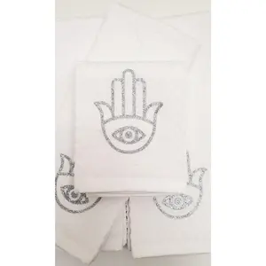 Custom white hands towels - pack of 4