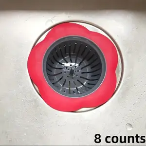 8 Counts Flower Shaped Sink Filter, Bathroom Floor Drain Hair Filter, Sewer Filter, Bathroom Sink Clogging Filter, Easy Installation
