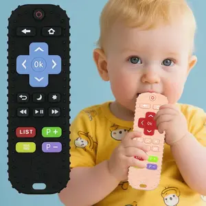 An Cute Cartoon Silicone Remote Control Teether!Sensory Toy for Teething Relief-Safe BPA-Free Silicone, Easy for Tiny Hands to Grip.Keeps Babies Happy, Soothes Sore Gums & Blocks Real Remotes.Perfect Gift for Boys & Girls!