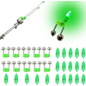Fishing Bells with Lights 20 count LED Night Fishing Lights 10 count Fishing Rod   Bell Night Fishing Accessories   Bell Rod Clip Tip for Fishing