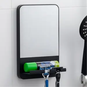 TAILI Fogless Shower Mirror Suction for Shaving with Razor Holder, Removable & NO-Drilling Anti Fog Mirror for Shower, Shatterproof & Waterproof for Bathroom - Men and Women(Black)
