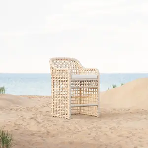 Lawn and Garden Coastal Geometric Wicker Garden Stool
