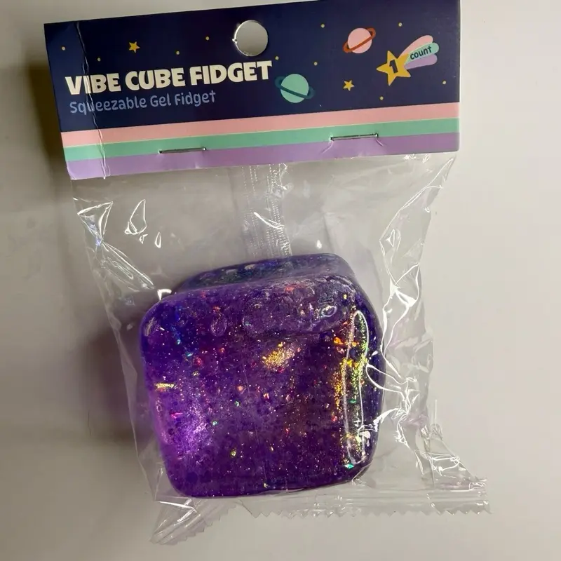 Vibe Cube Oddly Satisfying Fidget Squishy Toy - Compact Size Cube Shape Sensory Stress Relief Item for 3-4 Years, Focus and Relaxation Fun Accessory, Fidgets