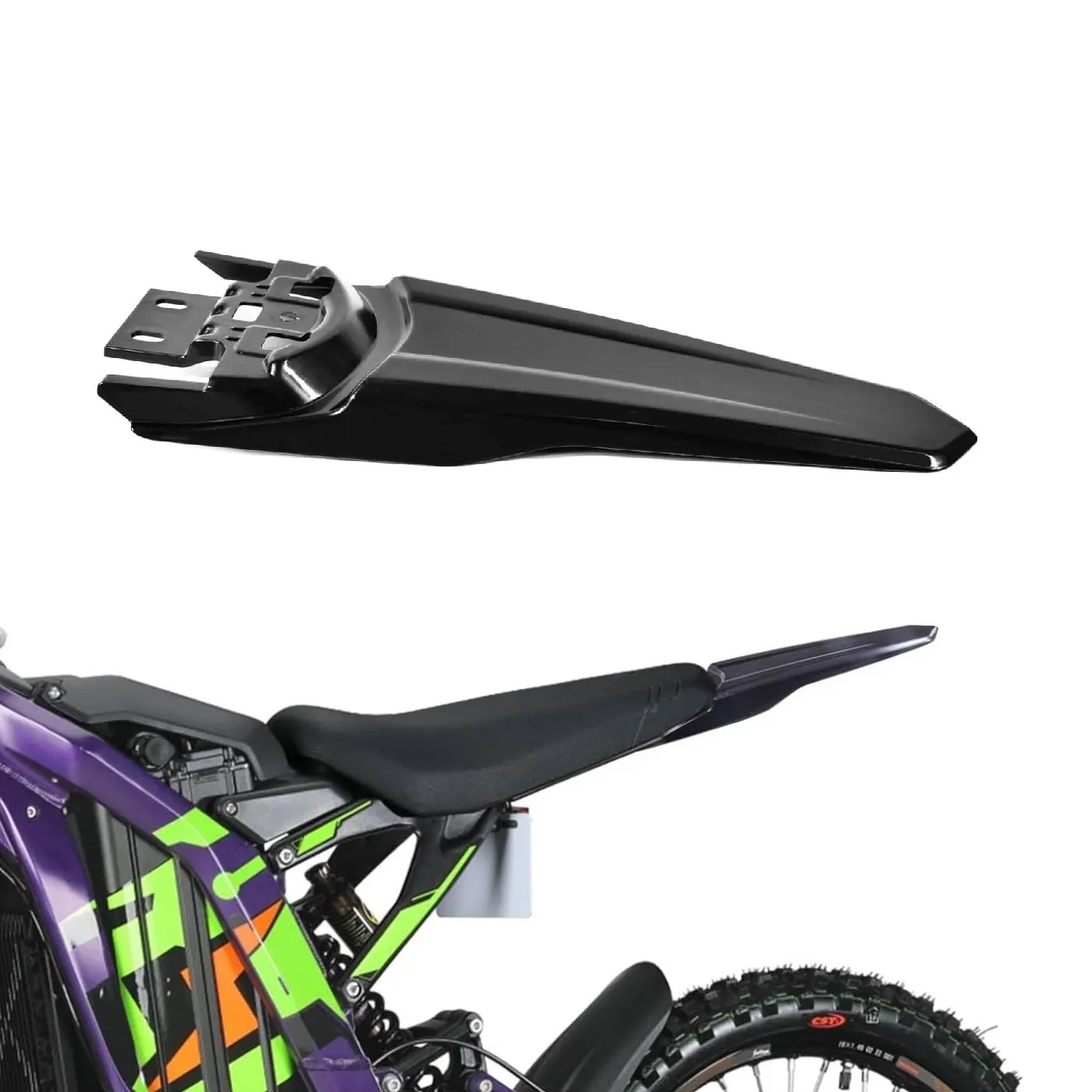 Imitation Carbon Fiber Rear Fender - Durable and Lightweight Longer Tail Guard, Sleek Modern Look, Reduces Wind Drag, Easy Install Mudflap for Sur Ron Light Bee X/S, Segway X160/X260 Motorcycle Accessories