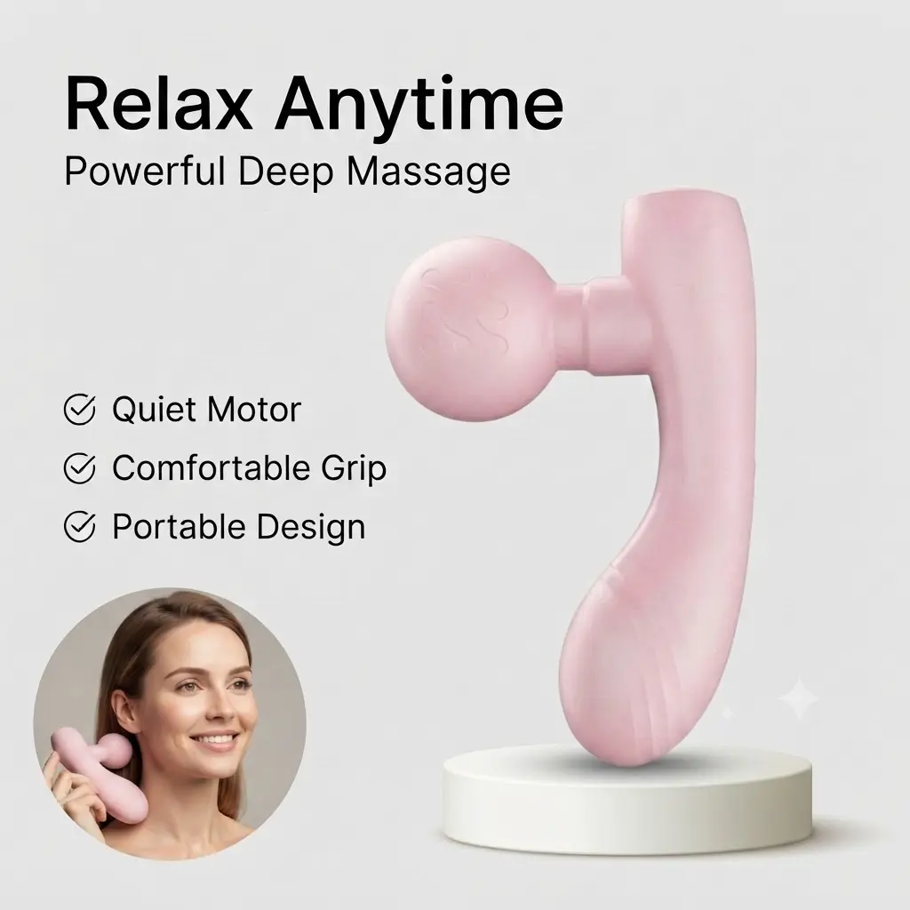 Handheld Electric Neck Massager, Portable Rechargeable Body Massager for Neck, Shoulder & Back, Quiet Motor Design with Ergonomic Grip, Lightweight Massage Tool for Home, Office and Travel