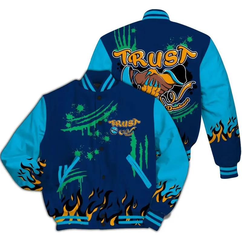 GS Electric Algae - Graphic Trust No One All Over Print, Retro Street Varsity Jacket