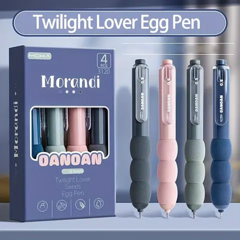 4-Pack Morandi Retractable Gel Pens, Cool Pens, 0.5mm Ink, University Size, Smooth Writing, No Bleed-Through, Perfect Valentine's Gift