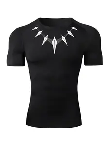 Men's Regular Fit Graphic Round Neck Tee, Casual Quick Drying Raglan Sleeve T-shirt for Summer, Men's Top for Gym Workout Running, Gym Tees, Gym Shirts