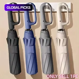 Automatic Folding Umbrella, 1 Count Portable Rain Umbrella with Loop Buckle, Windproof & Waterproof Umbrella for Men & Women
