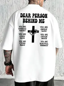 Men's Casual Short Sleeve T-Shirt, Street Thorn Crown Cross Letter Print, Soft Breathable Summer Comfort, Loose Fit Daily Wear, Streetwear