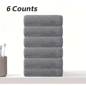 Solid Color Bathroom Towel Set, 6 Counts/set Lightweight Soft Towel Soft Absorbent Hand Hair Body Towel, Suitable for Showers Gyms Hotels Bathroom