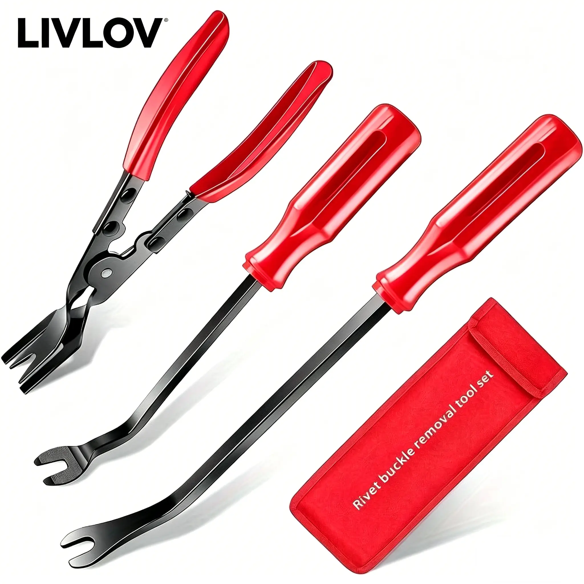 AutoTrim Clip Remover 2-in-1 Push-Type Retainer Clip Pliers Fastener Removal Kit, Automotive Vehicle Tool, Compact Automotive Tools for Car Door Panel Dashboard Repair