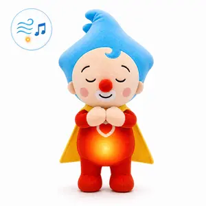 40cm Breathing Plush Toy for Kids, Soft Soothing Sleep Aid Stuffed Animal with Rhythmic Breathing Motion and Calming Music, Cuddly Anxiety Relief Bedtime Companion, Superhero Clown Plushie Birthday Gift for Toddlers Boys Girls