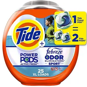 Tide Power Pods Sport Laundry Detergent Pacs, 25 Count, Advanced Sweat + Stain Fighter