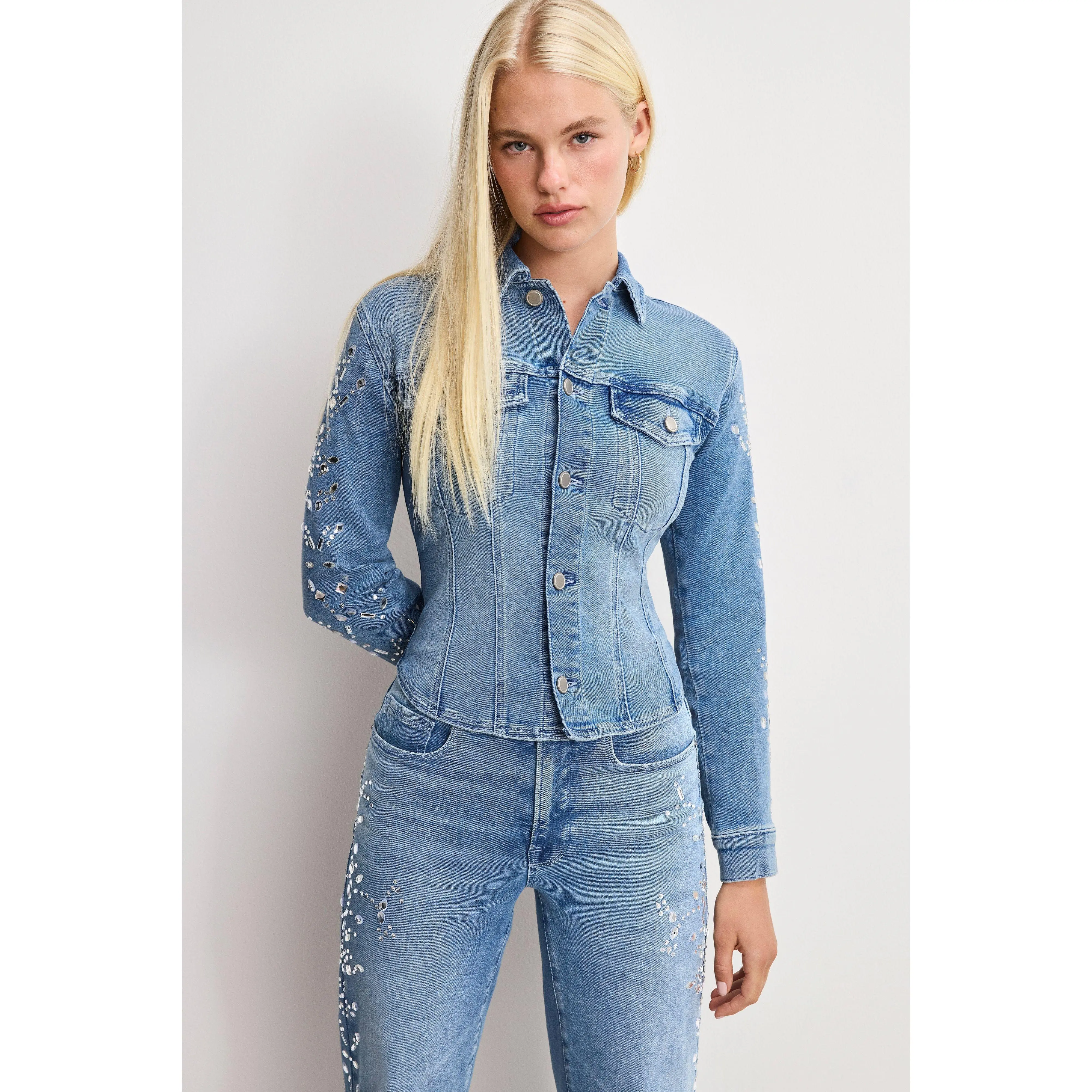 DOLLY CRYSTAL FITTED JACKET | INDIGO1089