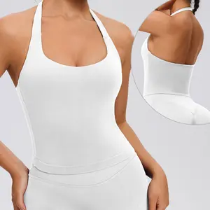 Strength training Tank Halter Top Gym Outdoor Vest Women's Tank Tops Workout Sports Vest Seamless Yoga Backless Tanks Fitness Gym Sportswear
