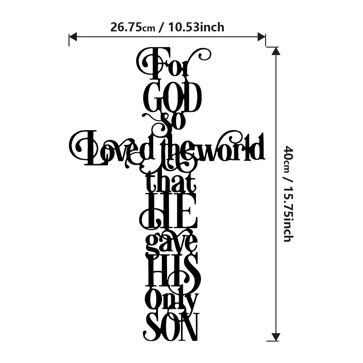 Traditional Metal Crucifix Wall Art with Inspirational Quote - 2 Sizes (Small/Medium) Home Decor, Cross Religious Decorations for Home-Office, Christian Christmas Gift