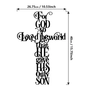 Handmade Wooden Catholic Crucifix Modern Inspirational Quote Design 26.75cm x 40cm Metal Wall Art for Homes Offices Terraces Cafes Corridors Ideal for Halloween Christmas Decorative Traditional Decoration Religious Ornaments