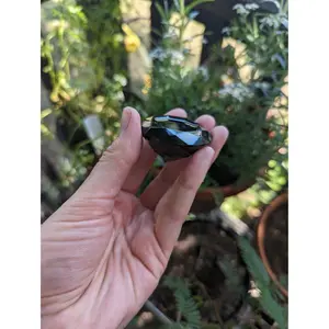 Faceted Black Gem with Sparkles Resin Gem