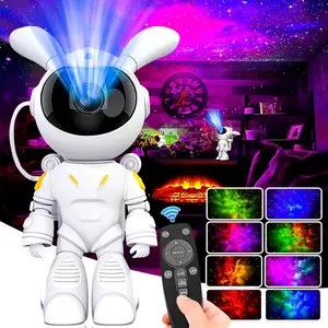 Rabbit Astronaut Galaxy Projector Night Light, Aurora Projector Lamp, Adjustable Head Angle, Dimmable, Remote Control, Bedroom Decor, Kids Gift, Home Party Decoration