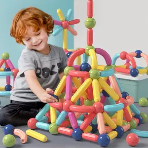 64PCS Large Magnetic Building Blocks for Kids Ages 3-8, STEM Magnetic Sticks and Balls Set, Educational Construction Toys for Boys & Girls, Toddler STEM Learning Toys