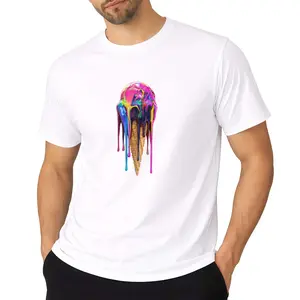 Casual Style Men'S T-Shirt Colorful Ice Cream Drip Design Summer Wear Gift for Friends And Family