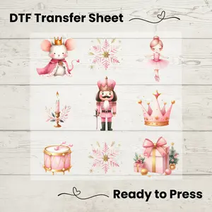 Pink Nutcracker Christmas DTF, Dtf Transfer Sheet, Ready to Press, Custom Dtf, DIY Heat Transfer, Ballet Lover Gift, Holiday Sweater