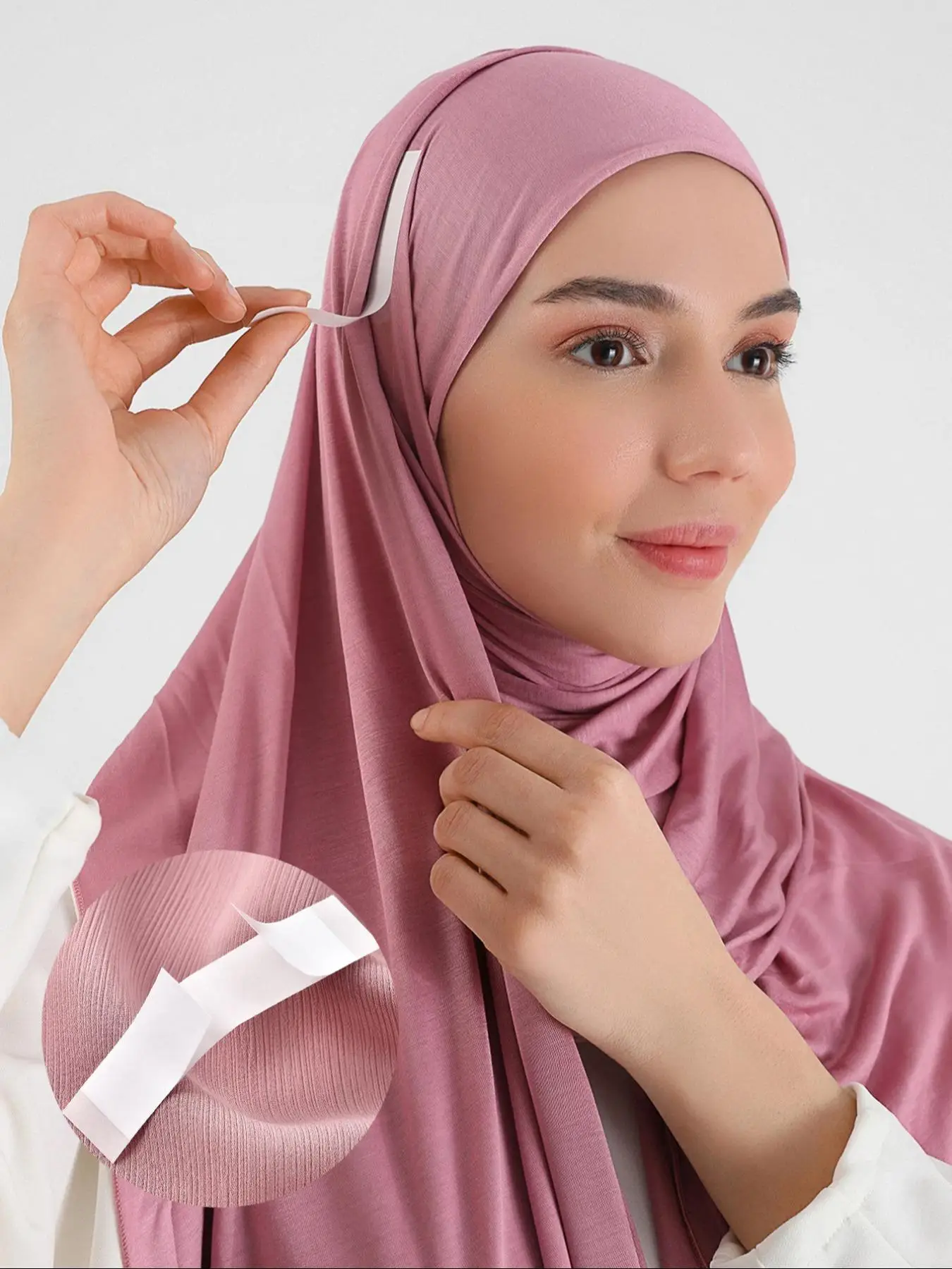 Women's Solid Color Instant Hijab, Modest Casual Double Sided Tape for Shawls Hijiab Accessories, Fashionable Soft Comfortable Hijab for Daily Wear