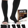 Doctor's Select Unisex Adult Copper-Infused Toeless Knee-High Compression Socks (20-30 mmHg, Black, 3 Pairs) - Solid, Comfortable, Soothing, Stretchable, Edema & Varicose Vein Support, Odor Control, Blood Circulation Aids