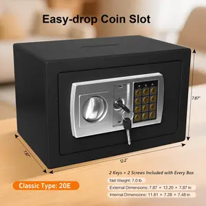 Valentines Gift Ideas Anti-Theft Wall Safe Box Electronic Password & Key Unlock Hidden Security Cabinet for Home Office Cash Storage Classic Type  Easy-Drop Coin Slot