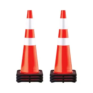 VEVOR 6Pack 36\" Traffic Cones, Safety Road Parking Cone with Black Weighted Base, PVC Orange Traffic Safety Cones, Hazard Cones Reflective Collars for Construction Traffic Parking