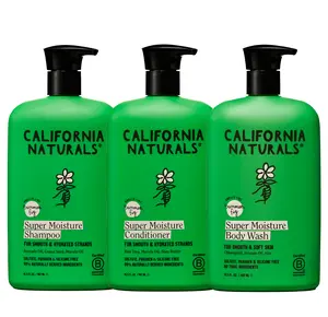 California Naturals Super Moisture Collection, Natural, Vegan, Cruelty, Silicone, Paraben, and Sulfate Free Shampoo, Conditioner & Body Wash, All Hair Types, 16.5 Fl Oz (Pack of 3)