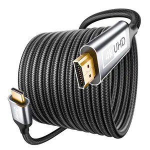 USB C to HDMI  6.6 FT, 4K@30HZ Type c to HDMI Braided Cord(Thunderbolt 3/4) Compatible for MacBook Pro/Air,  16/15 Pro/Max, iPad,  XPS Series, Galaxy, Projector, , TV