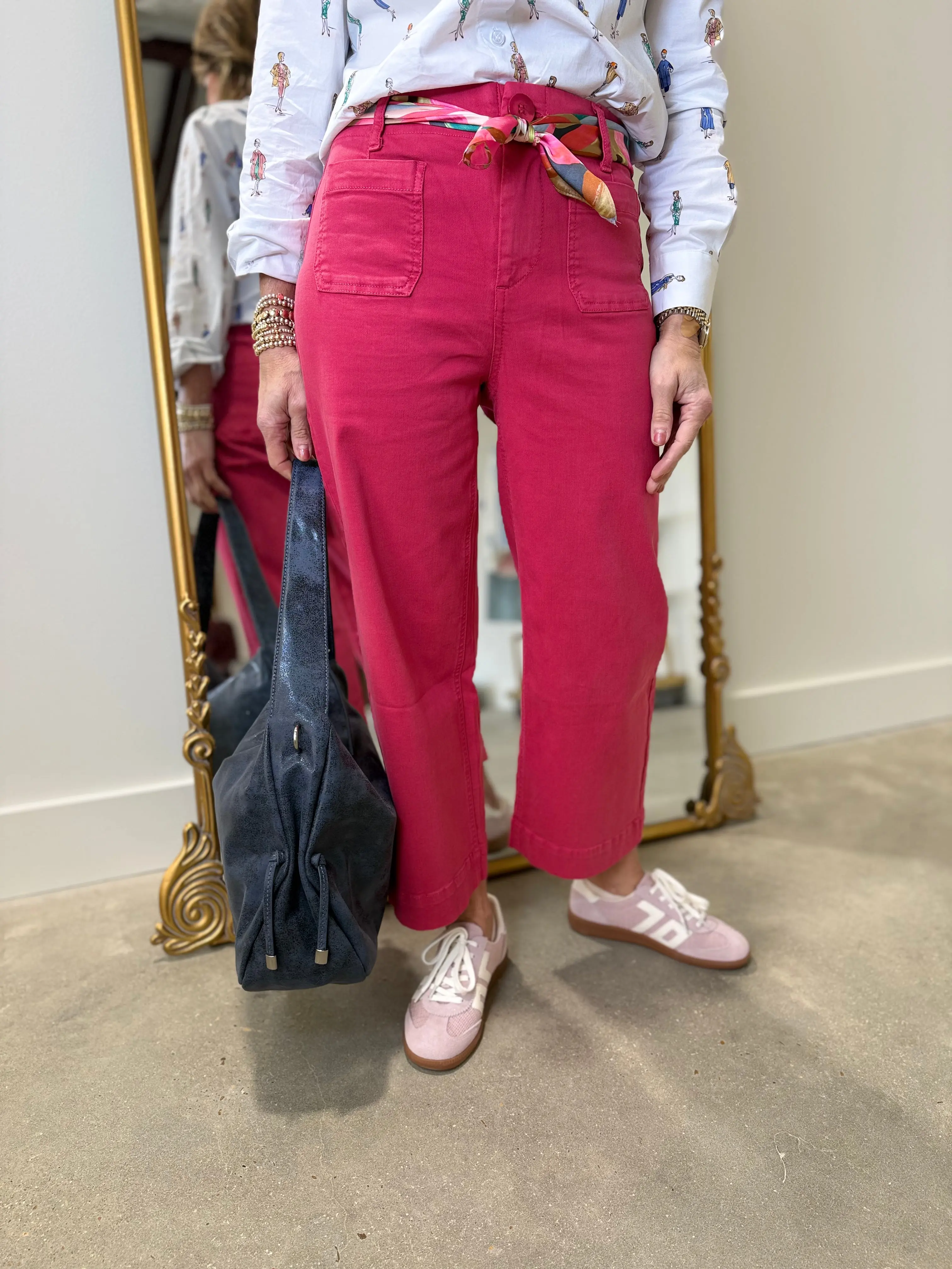 Renuar Wide Leg Cropped Pant Terracotta