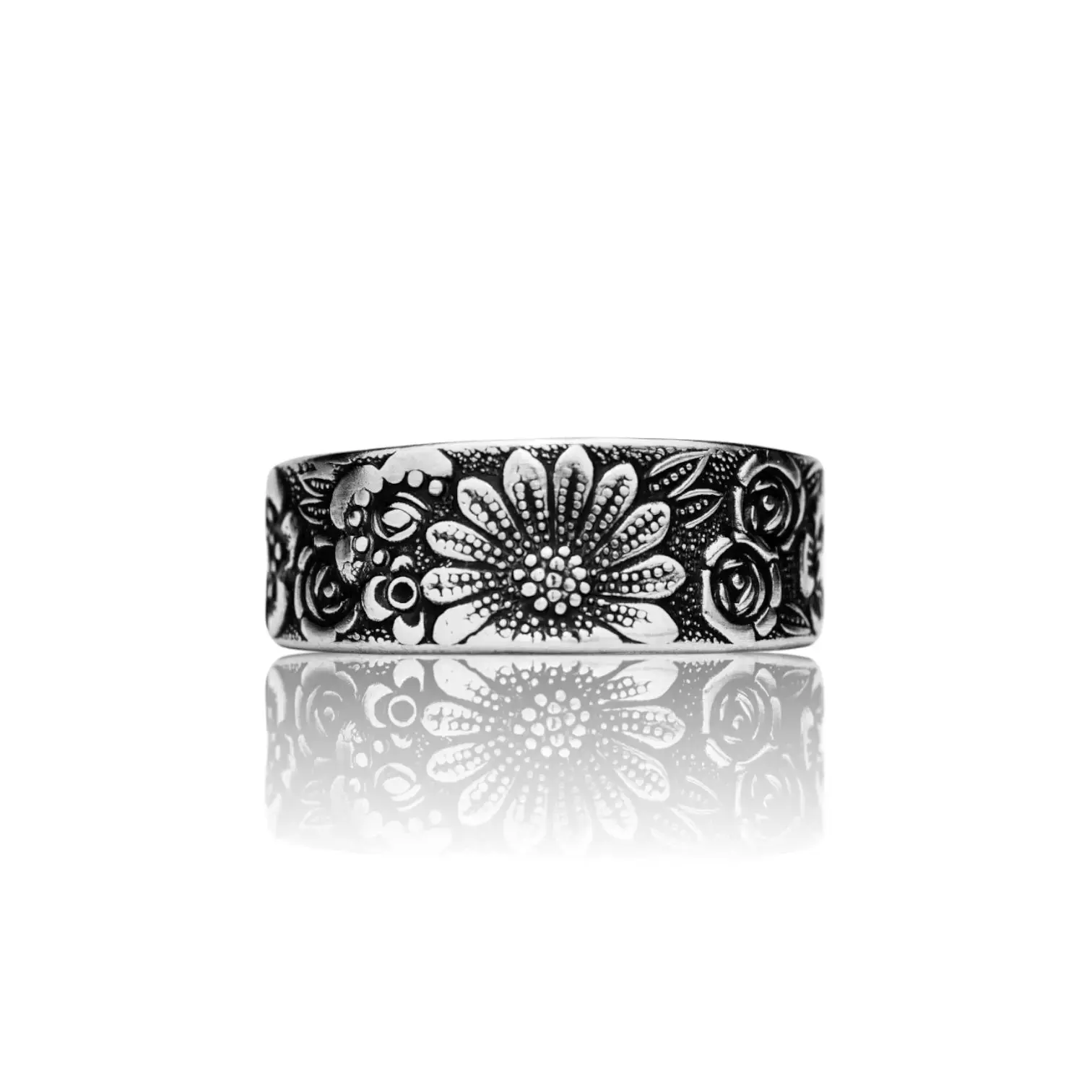 Gardener's Band - Handcrafted Stainless Steel Sunflower Spoon Ring Gardener's Band - Handcrafted Stainless Steel Sunflower Spoon Ring