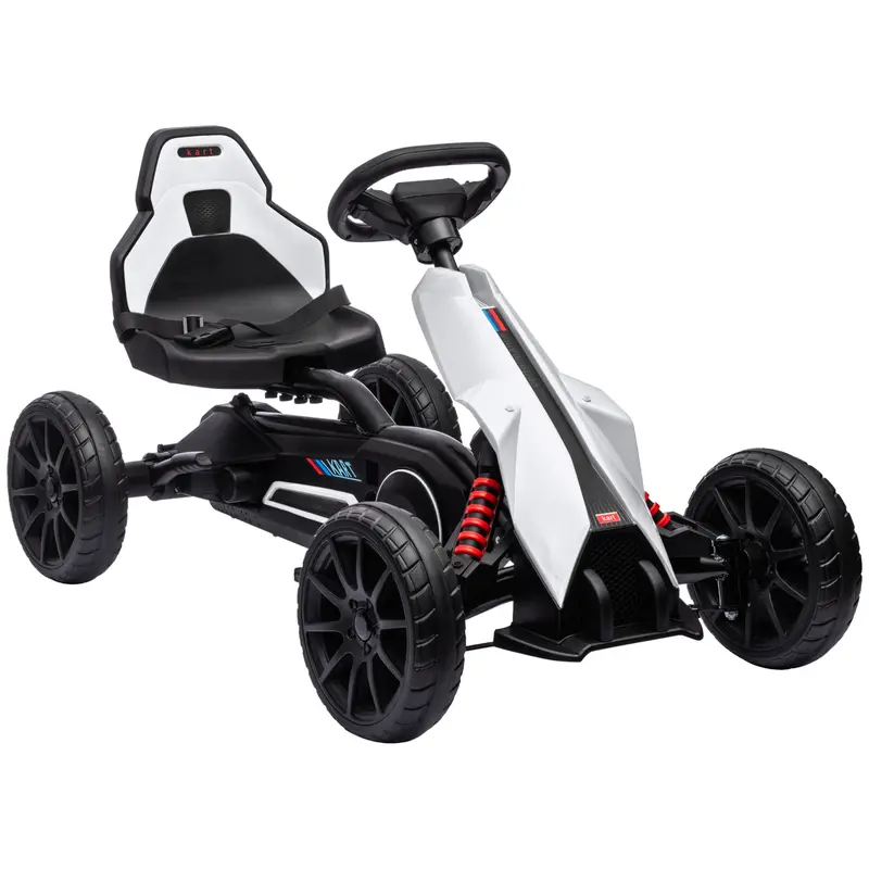 Aosom Kids Pedal Go Kart - Outdoor Ride-On Toy with Adjustable Seat, Swing Axle, Handbrake, EVA Wheels, 66 lbs Cap, Develops Motor Skills, Style 4 Blue, for Ages 3-8, Assembly Required