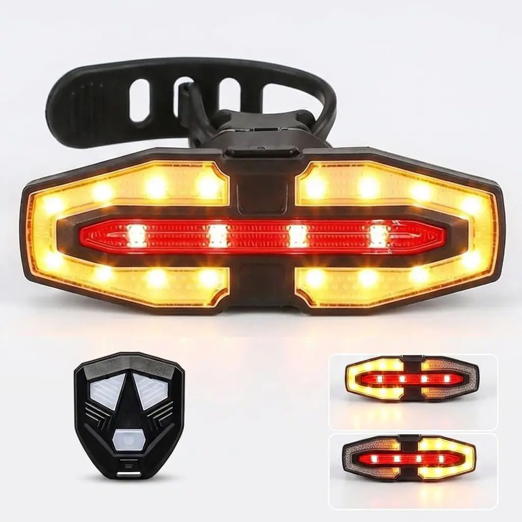Dazone Wireless Remote Control Bike Tail Light with Turn Signals, USB Rechargeable Ultra Bright Waterproof Safety Brake Light for Road Bikes, MTBs, Scooters