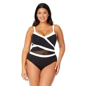 Women's Plus Mesh Around Mesh Insert One Piece Swimsuit