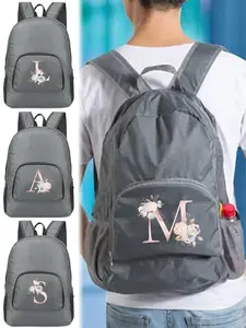 Letter Pattern Backpack, Lightweight Waterproof Backpack, Portable Travel Backpack, Outdoor Folding Waterproof Travel 26 Letter Cycling Hiking Sports Daypack for Men Women, Casual Lightweight Backpack, Backpack For School