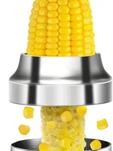 Corn Cutter Peeler, Corn Cob Stripper with Cup [No Splatters or Mess], 304 Stainless Steel Corn on the Cob Remover Kitchen Tool, Corn Kernel Shucker Separator Slicer with Serrated Sharp Blade