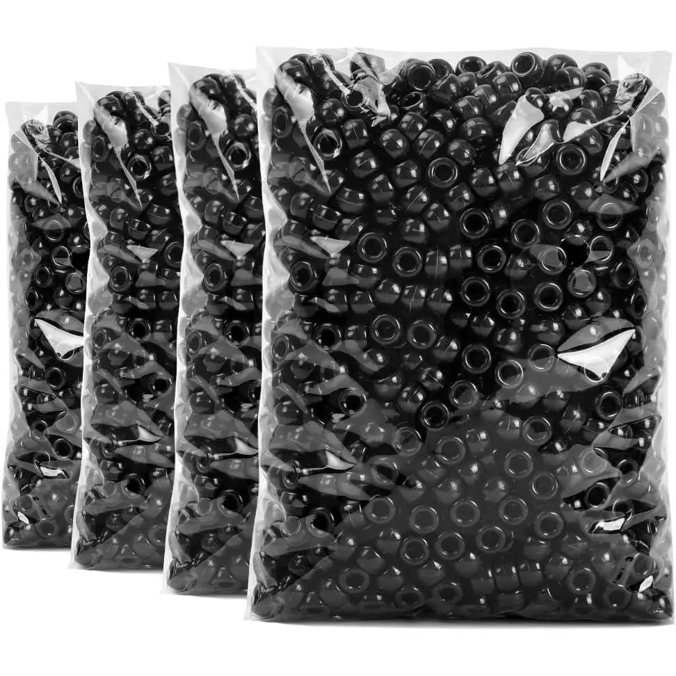 Pony Beads, 4000 count Black, Beads for  Making, Beads for Crafts, Beads for Hair Braids.