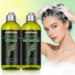 Two-piece set of Rosemary Hydrolyzed Keratin Shampoo, Nourishing Conditioner, containing hyaluronic acid, rosemary, hydrolyzed keratin. Deep-cleansing, moisturizing herbal shampoo suitable for all hair ty
