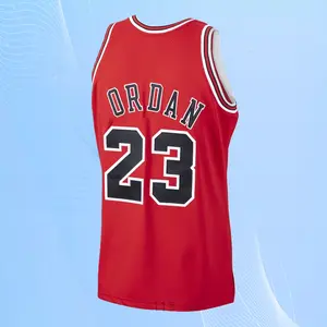 stitched Men's Classic-Design Sleeveless Basketball Jerseys Retro Red shirt 1997-98
