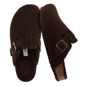 CUSHIONAIRE Hana Womens Clogs | Comfortable Vegan Suede Clogs for Women | Slip On Potato Shoes with Cork Footbed  Brown Wool 9