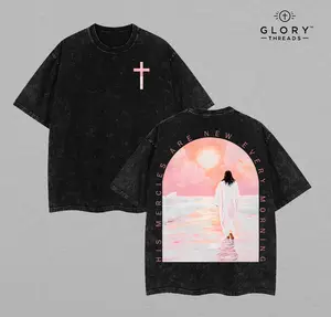His Mercies Are New Christian Washed T-Shirt Oversized Christian T-Shirt Vintage Washed Heavyweight Cotton Faith Tee, Aesthetic Christian Streetwear, Christian Clothing, Soft Feel Daily Wear, Faith-Based Gift Idea for Men and Women