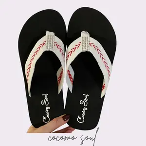 Cocomo Soul Rhinestone Baseball Flip Flops Baseball Mom Sandals