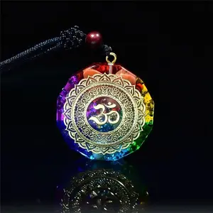 Orgonite Pendant Om Symbol Luminous Chakra Healing Energy Reiki Unisex Necklace
