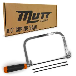 Mutt Tools 6.5 inch Coping Saw for Woodworking - Premium Frame Saw with 3 Carbon Steel Blades for Precise Scroll Cuts - For Detailed Wood Projects