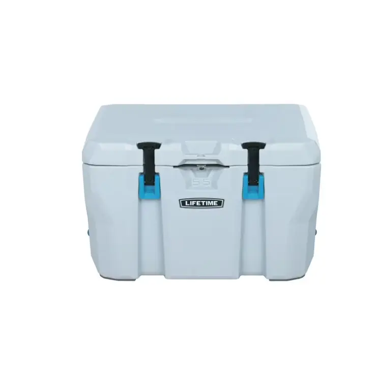 Lifetime 55 qt Bear-Resistant Camping Cooler, Premium High Performance, Ice Retention, Hard Cooler, 60 Can Capacity, Light Gray (90949)