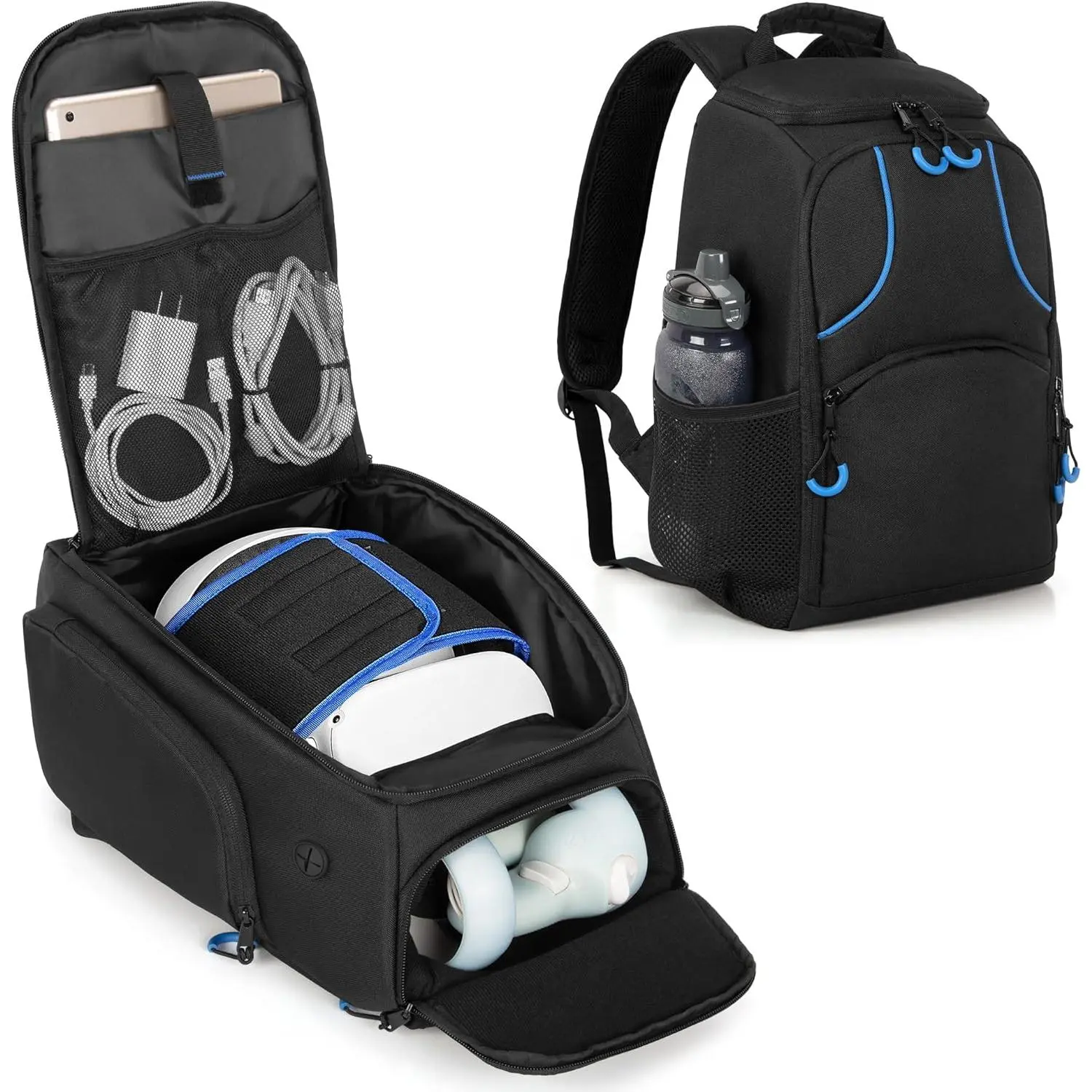 Storage Carrying Bag Compatible with Oculus Meta Quest 2/Quest 3/Quest 3S/Quest Pro/VR Elite Strap and Controller, Travel Backpack Case with Lots of Space for Accessories ( Design)